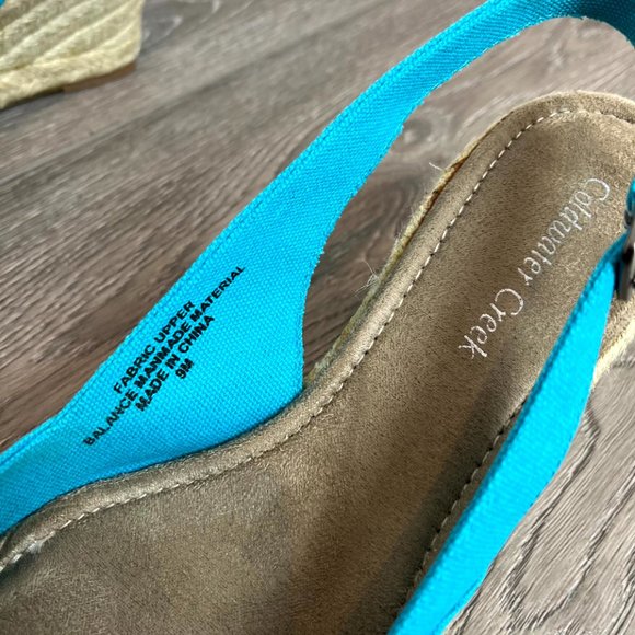 Coldwater Creek Blue Peep Toe, Sling Back Espadrille Size 9 - Picture 4 of 8